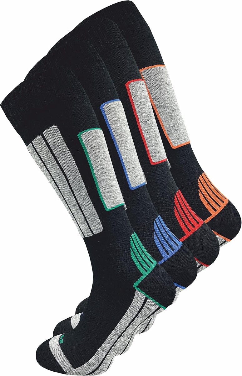 Skisokken voor heren met bekleding (verpakking van 4) 20% warme wol