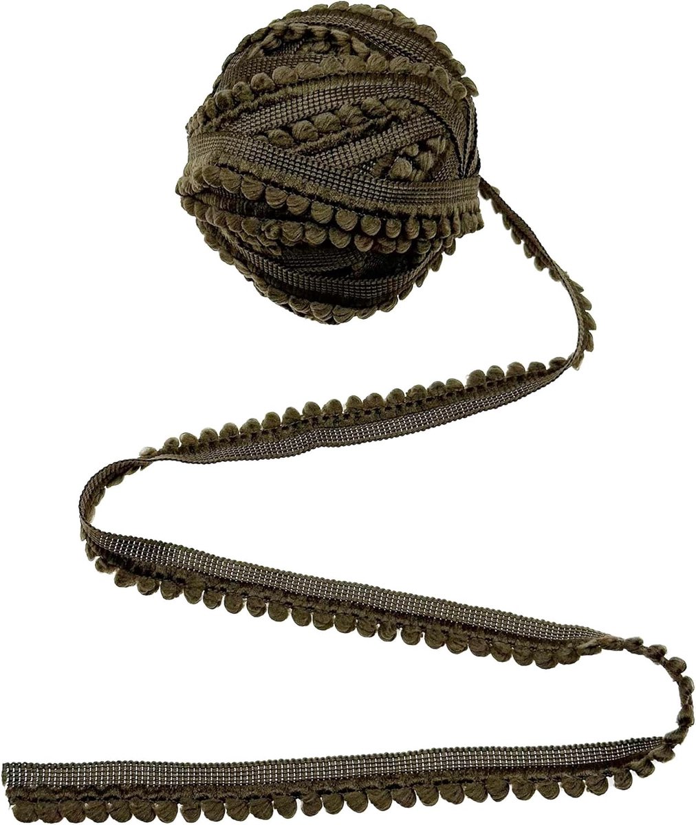 ballen, franjes, franjes, franjes, pompons van kant met pompon om te naaien, knutselen, party, decoratie, 15 mm, donkerbruin