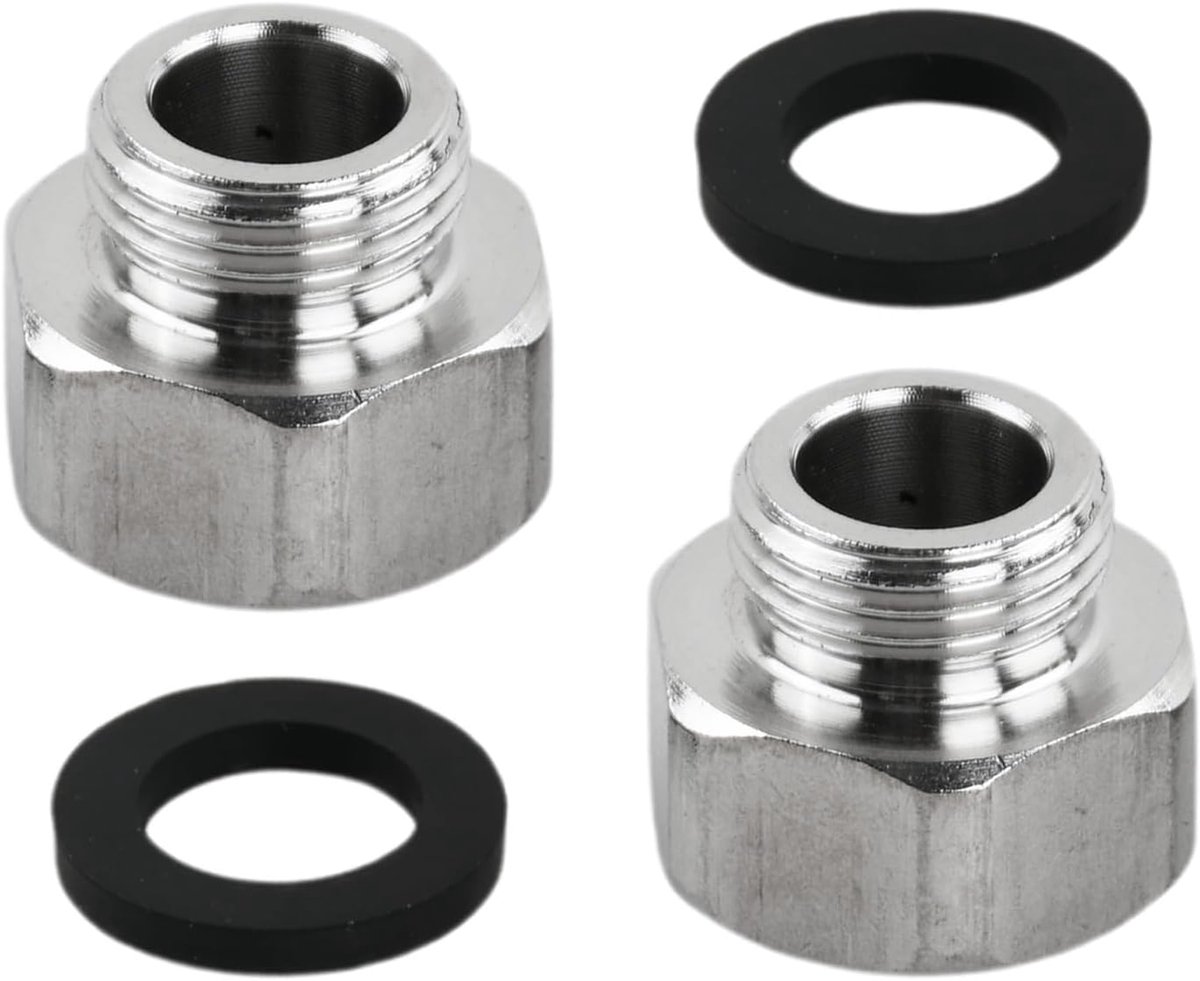 2 stuks adapter 3/8 naar 1/2 inch verloopstuk roestvrij staal schroefdraad kraanverlenging flexibele slang verbindingsstuk met afdichting roestvrij