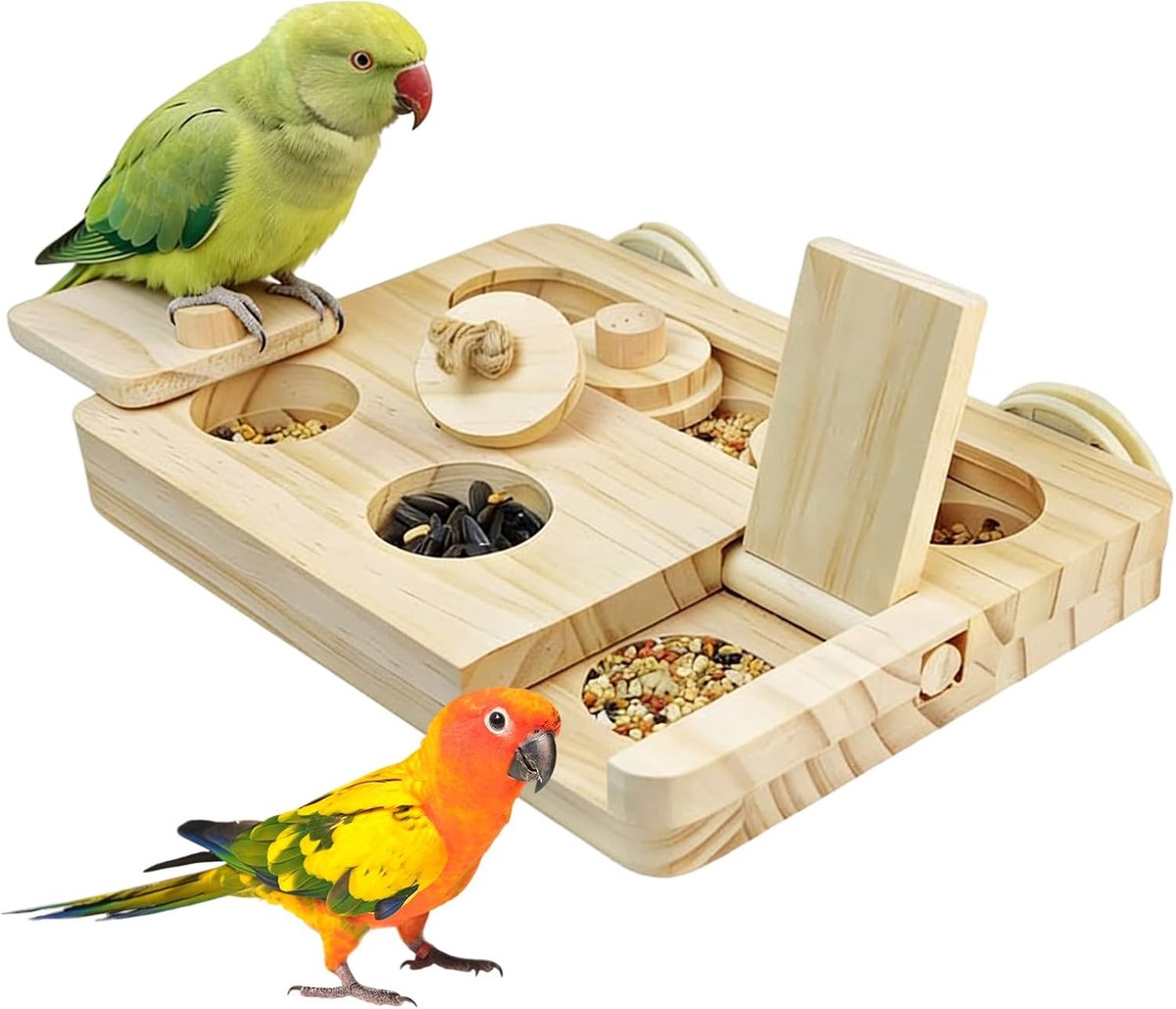 Speelgoed - houten puzzel vogelvoer speelgoed - speelgoed voor knaagdieren, geschikt voor hamsters, vogels en andere kleine dieren