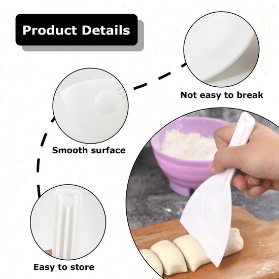 2 stuks pizzaspatel, deegspatel, pizzaspatel, deegspatel, flexibele deegspatel, pizza, pizzadeeg, spatel, keukenspatel, ruimtebesparend, met ophanggaten, voor pizza, cake, deeg, gebak — afbeelding 2