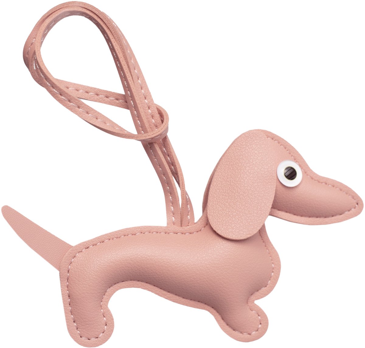 Teckel Sleutelhanger Roze - Kunstleren Bag Charm - Tas Hanger - Teckel Accessoire - Met Polsbandje