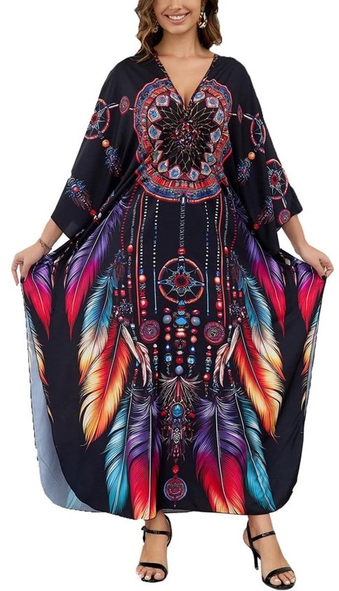 Lange Maxi Strandjurk voor Dames - Kimono Stijl Cover-Up