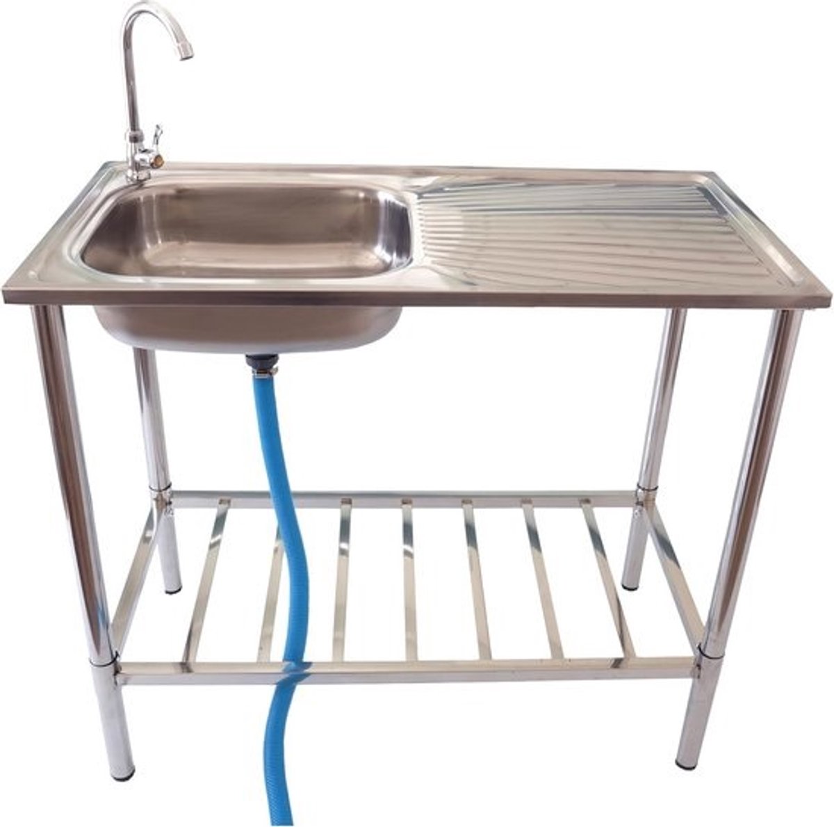 Rvs Buiten Spoelbak Compleet met Kraan en Zeef voor Tuin en Camping