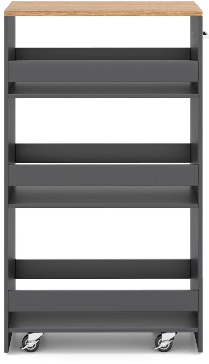 SureDeal® - Buffetkast - Smalle Mobiele Serveerwagen - Open Planken Keukenwagen - 47,5x30x80,7 cm - Grijs