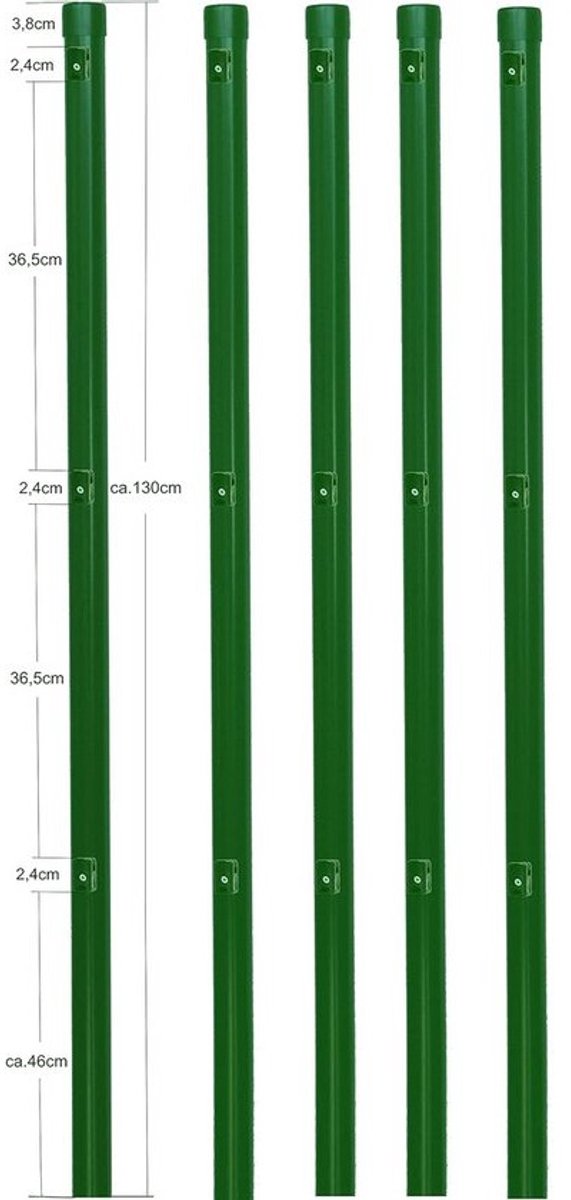 5 metalen hekpalen Ø 34 mm voor omheiningen tot 80 cm hoog