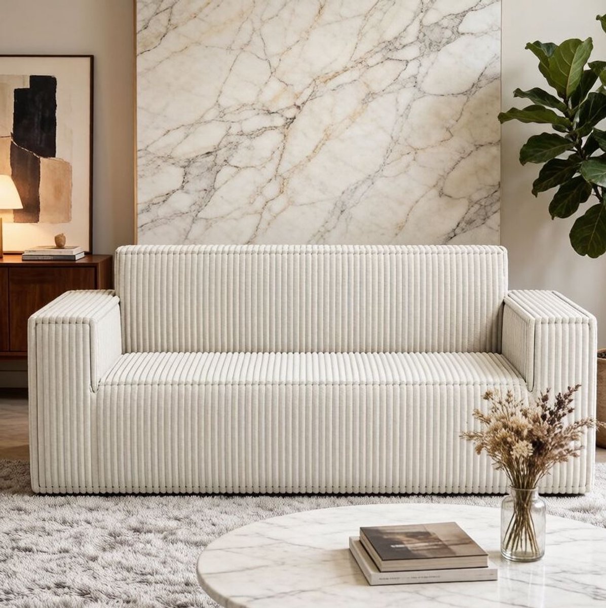 MODFU - Bank - 2-Zits Zitbank - Modern - Off White - Stof - 178 X 86 X 70 Cm