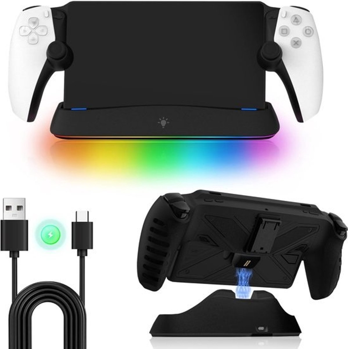 Oplaadstation en Standaard voor Draagbare Spelconsole met Oplaadfunctie