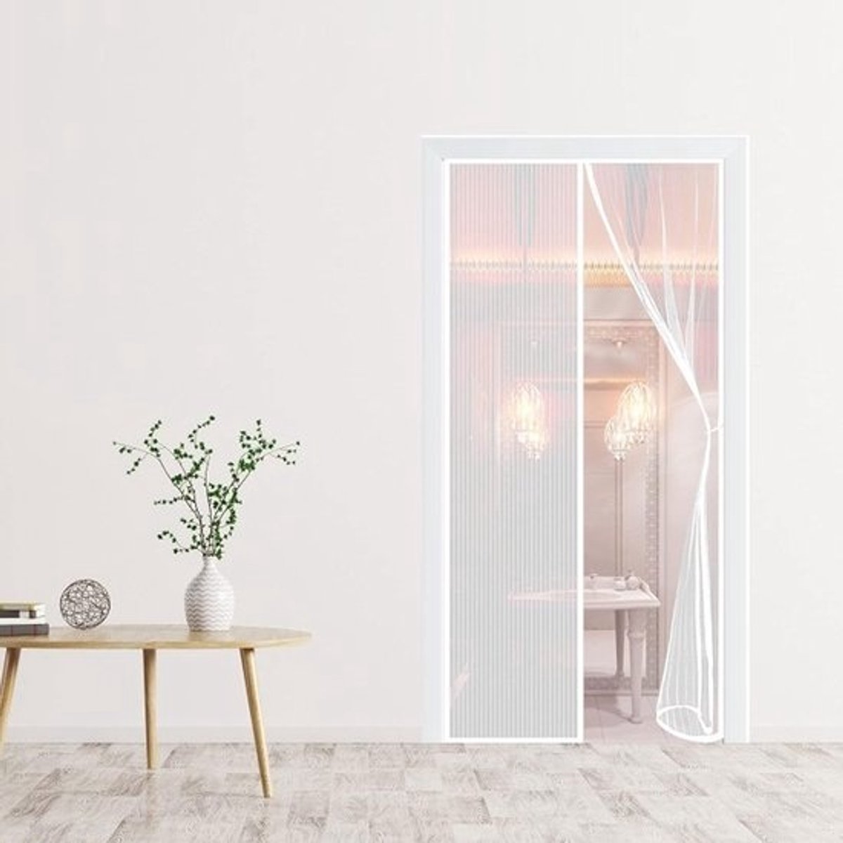 Magnetische Hordeur - Muggennet voor Eenvoudige Montage en Automatisch Sluiten 120 x 260 cm Wit