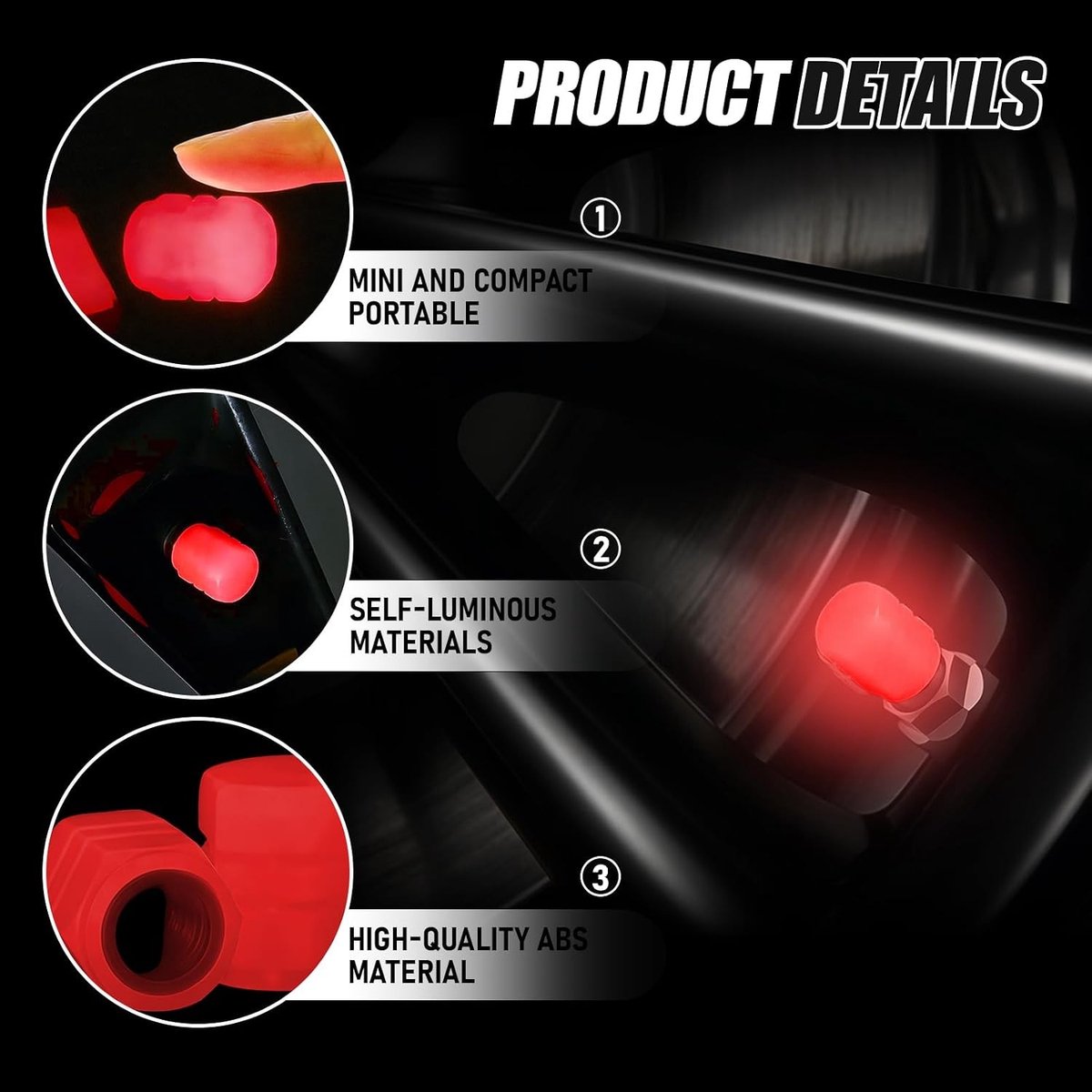 Set van 4 Fluorescerende Ventieldoppen voor Auto, Motor en Fiets - Glow in the Dark, Bescherming en Decoratie voor Banden