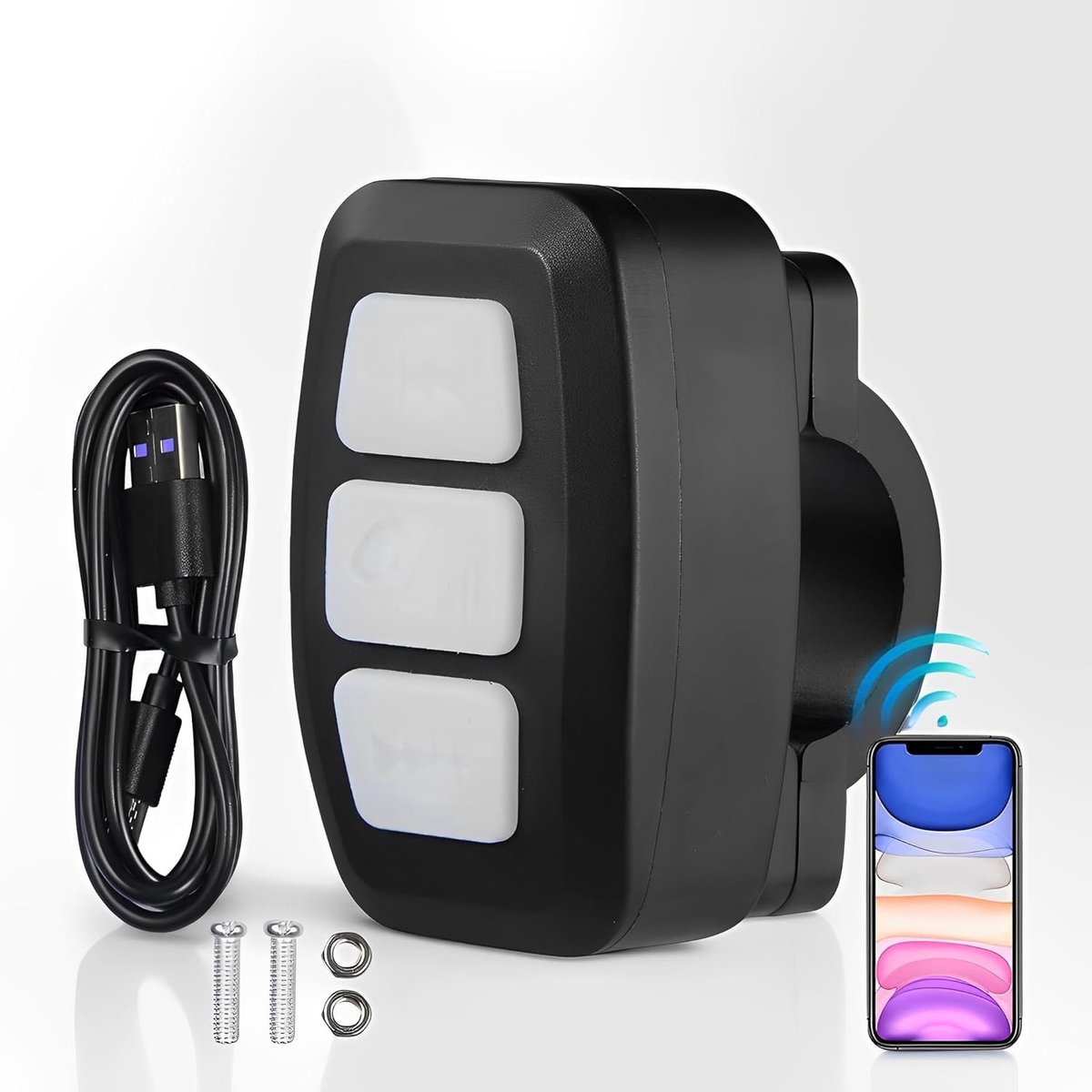 Draadloze Bluetooth Media Knoppen Controller - IPX6 Waterdichte Afstandsbediening voor iOS en Android Telefoons, Fiets en Motorbesturing