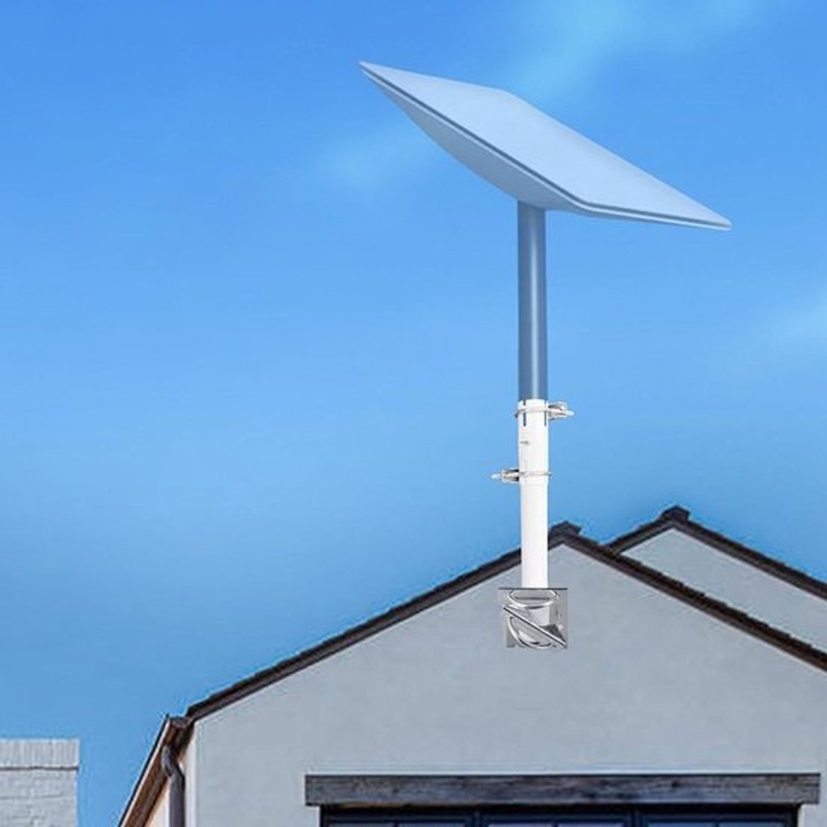 Muurbeugel Satelliet - Montageset Antenne - Buitenmontage Internet - Weerbestendig Roestvrij Staal - 36 x 9 x 8 cm - Wit