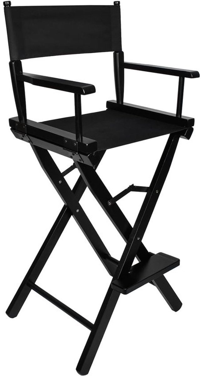 Visagistenstoel Hout - Cosmeticastoel Klapbaar - Professioneel Gebruik - Draagkracht 140 kg - 117 x 38 x 57 cm - Zwart