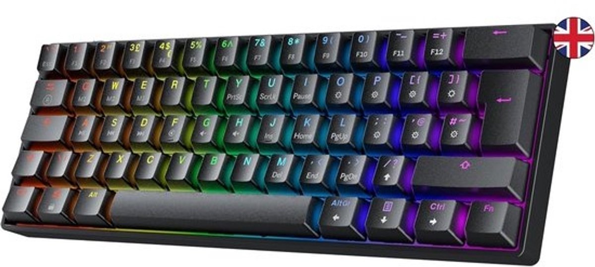 Mechanisch Toetsenbord - Compact Gaming Toetsenbord - Snel Gamen Typen - Optische Snel Schakelaars - 61 Toetsen 60% - Zwart