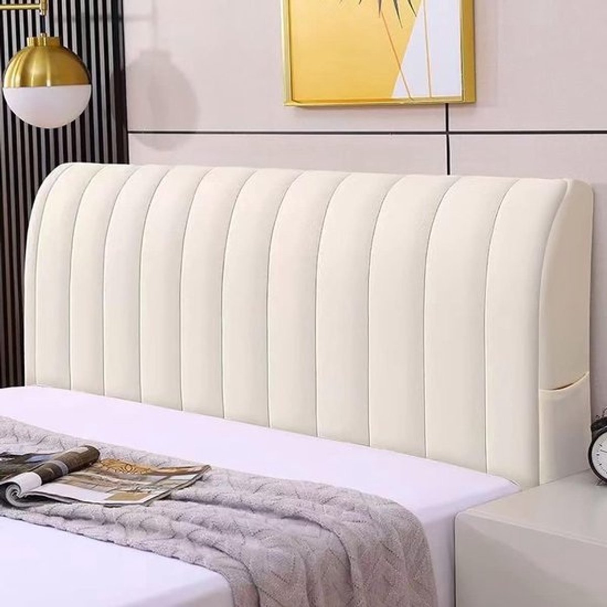 Hoofdbord Hoes - Bed Beschermhoes - Slaapkamer Vernieuwen - Stof- en Slijtagebescherming - 160cm Breed - Wit