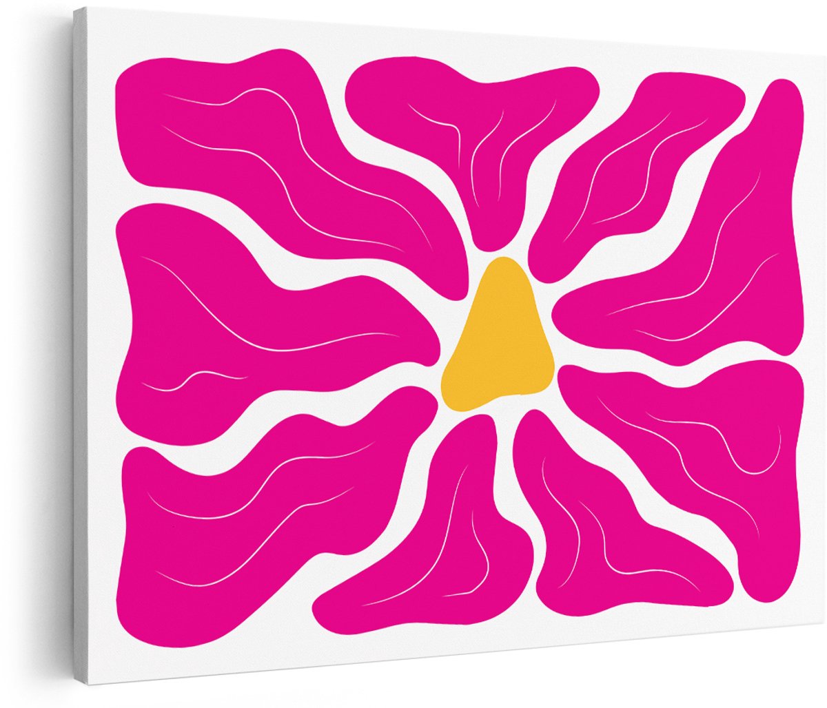 Artaza Canvas Schilderij Abstracte Bloem - 150x100 cm - Groot - Wanddecoratie Modern - Muurdecoratie Roze - Decoratie Kleurrijk - Schilderijen Op Canvas