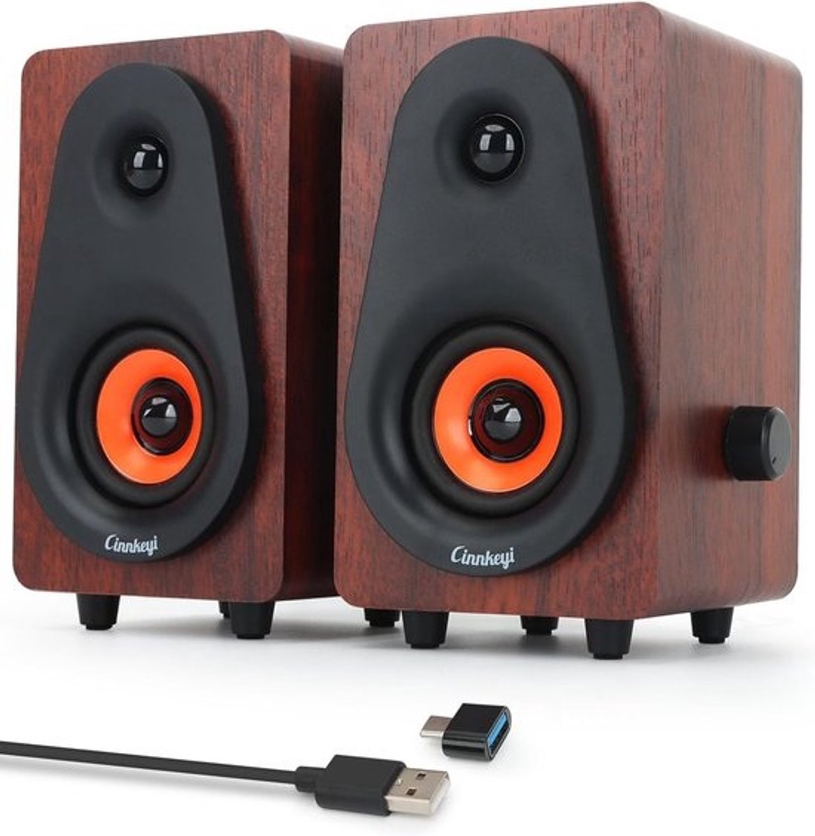 Compacte Houten 2.0 PC Luidsprekers - USB Powered voor Desktop & Laptop