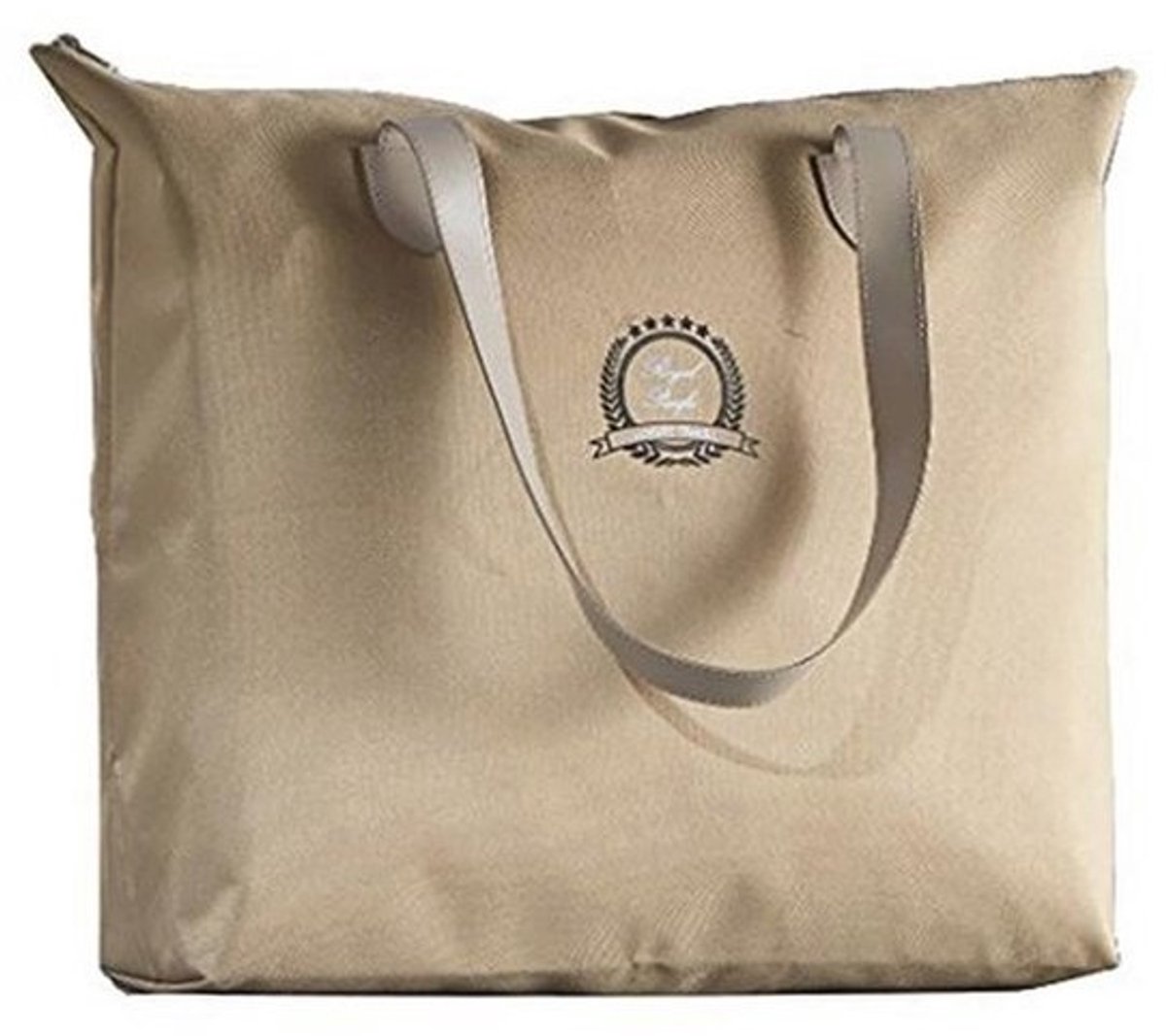 Ruime Beige Handtas Shopper Boodschappentas met Ritssluiting