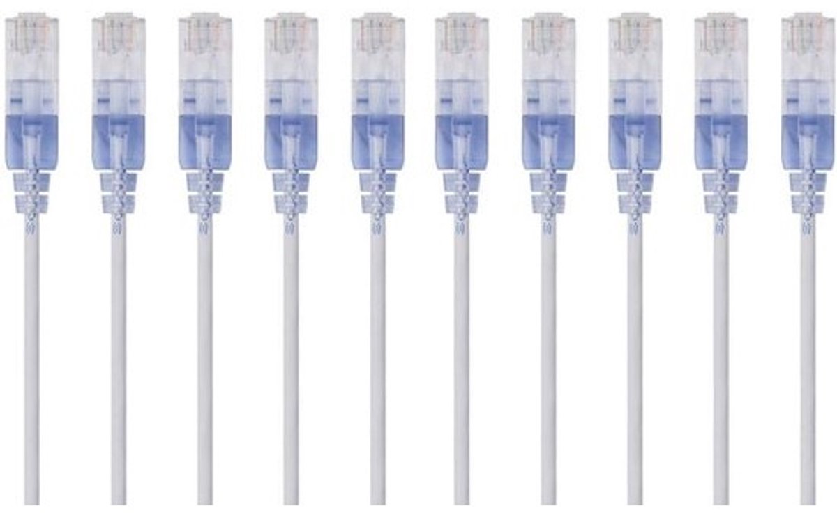 10-Pack Dunne Cat6A Ethernet Netwerkkabel Patchkabel 10Gbps 15cm Wit