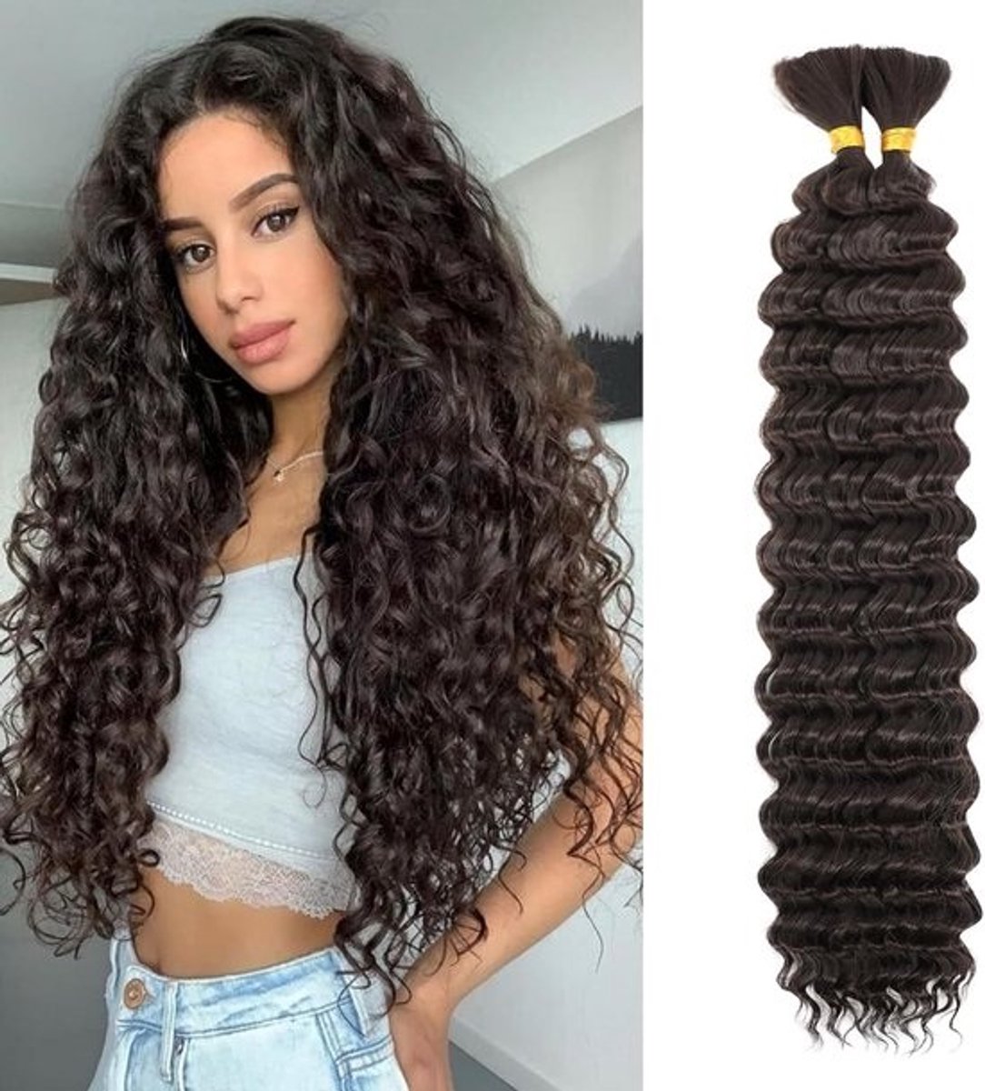 Deep Wave Bulk Haar voor Vlechten 46 cm Synthetisch Golfhaar Bundels zonder Weefsel