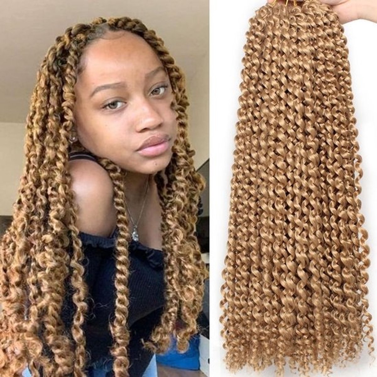 24 Inch Water Wave Crochet Hair Vlechten, Bohemian Curly Synthetisch Haarextensies voor Dames