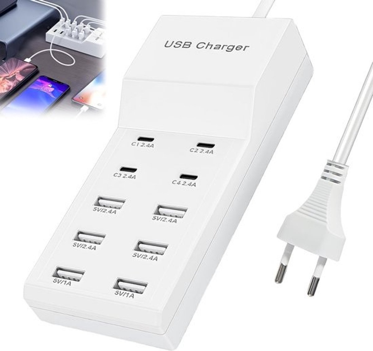 Krachtige 10-poorts USB Laadstation 50W voor Smartphone en Tablet