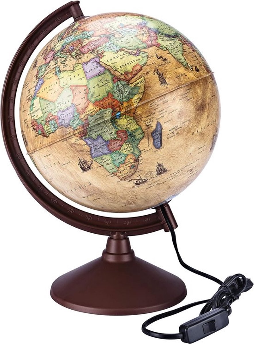 Verlichte Wereldbol 50 cm: Educatieve Kaart met Standaard