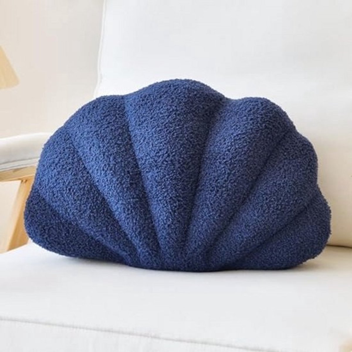 Zachte Marineblauwe Schelpkussens - 33 cm Schelpvormige Sierkussens voor Woondecoratie en Sofa