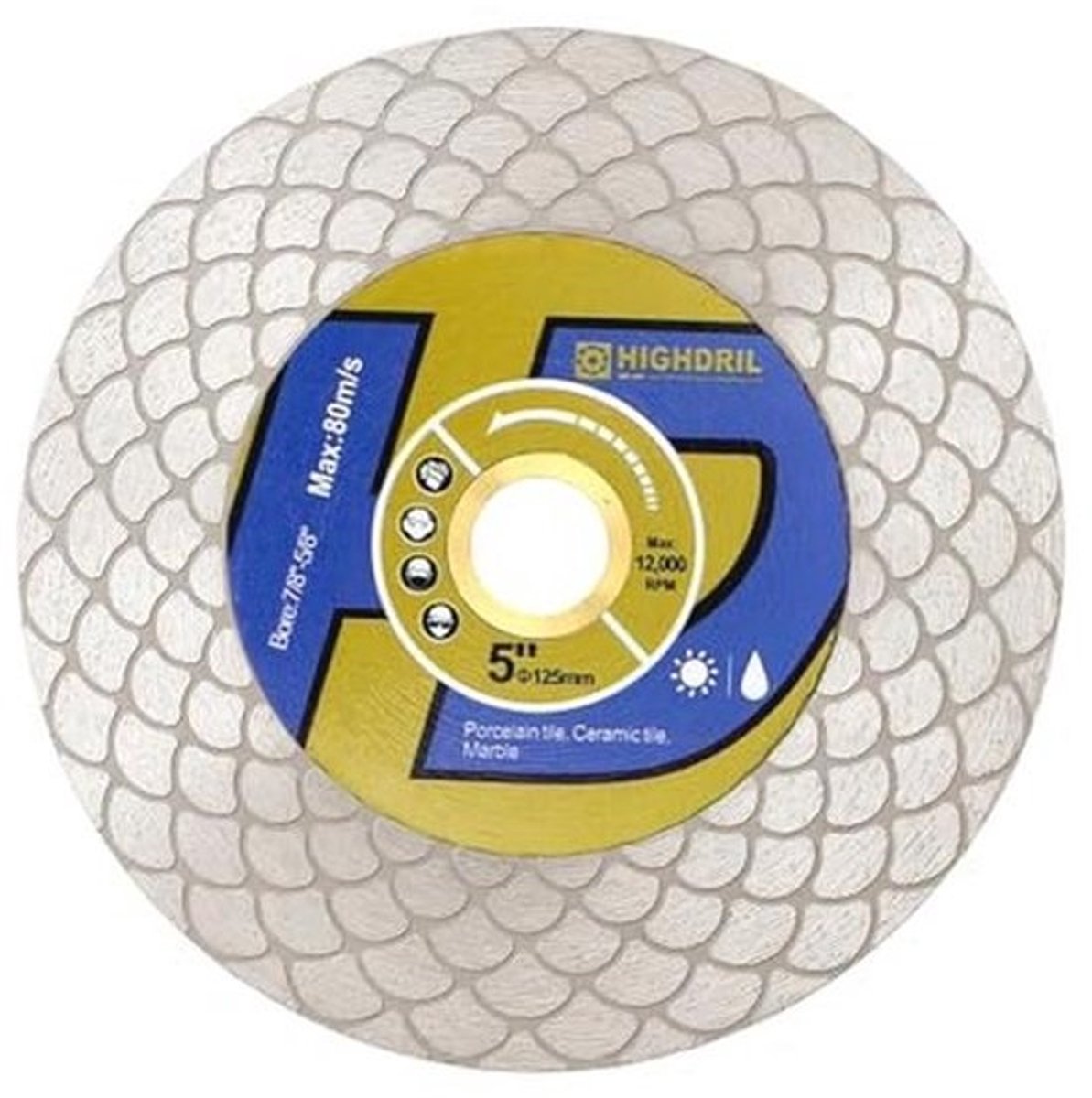 Diamanttegelzaagblad 125 mm - Snij- en slijpschijf voor porseleinen tegels, graniet, marmer en keramisch kwarts