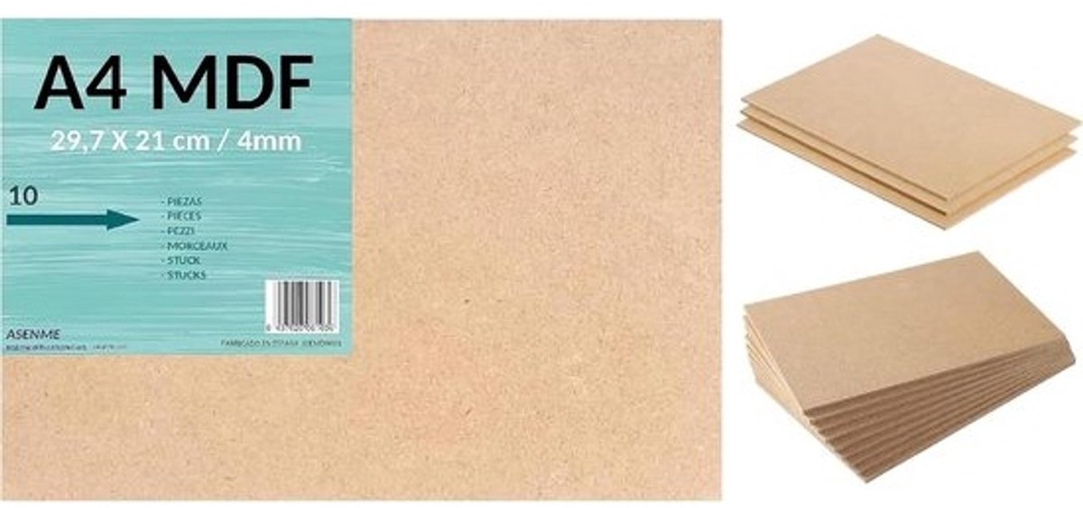 Houten Platen - MDF Platen - Hobby Knutselen - Duurzaam Bos - A4 Formaat 4mm - Natuurlijk