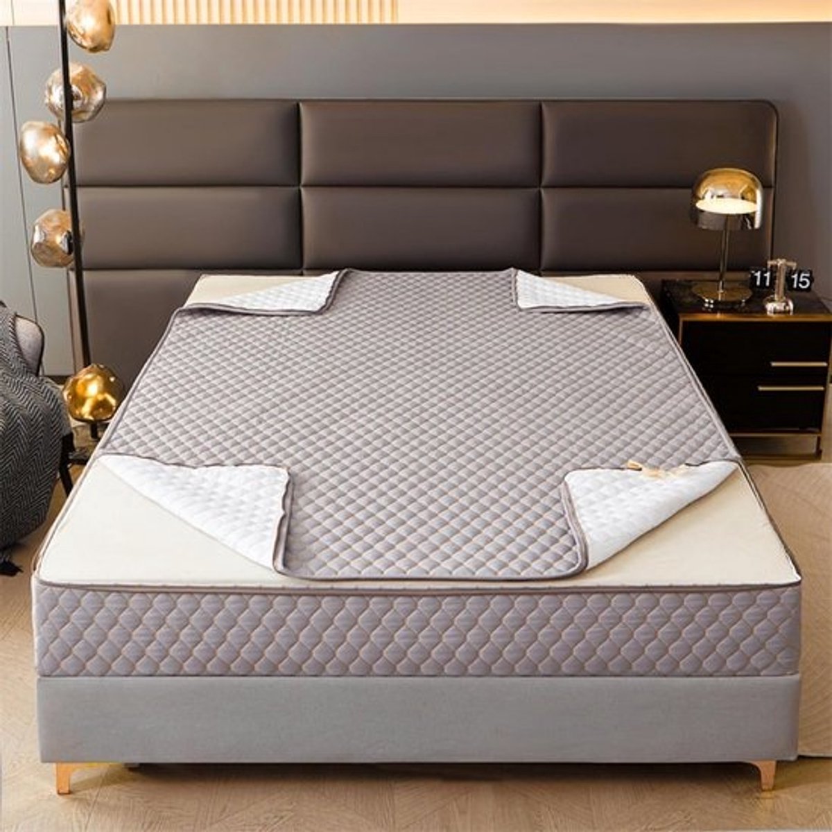 Matrasbeschermer met Ritssluiting - Matrashoes Beschermhoes - Matras Beschermen - 360° Ritssluiting - 70 x 200 + 18 cm - Grijs