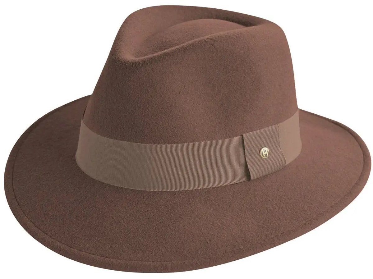 Ash Fedora – Vilten Hoed Dames & Heren 100% Wol – House of Ord - Maat: L-XL: 61 cm - Nutmeg