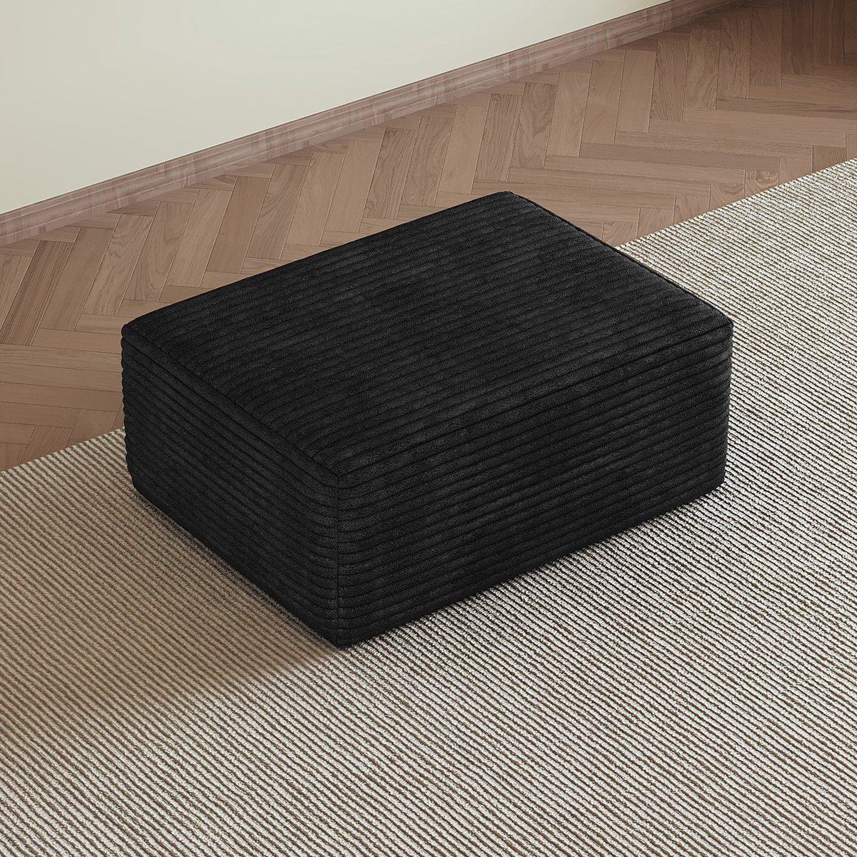 VVBV Hocker 70x95x40 cm - Geen Montage Nodig, Modulair Ontwerp - Zwart, Stof