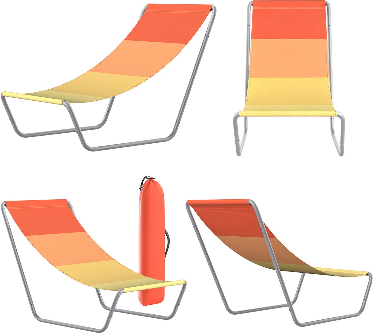 Arvioo‑Strandstoel‑opvouwbaar‑120kg‑600D Oxford‑oranje verloop
