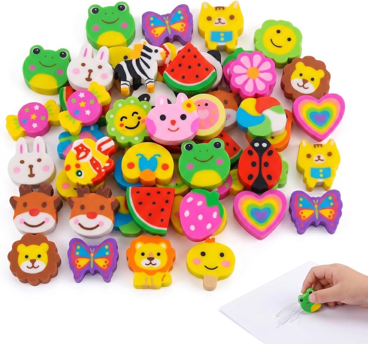 Diverse Dieren Gum Set voor Kinderen - 30 Stuks, Perfect voor Feestjes, School en Cadeaus, Creatief en Leuk!