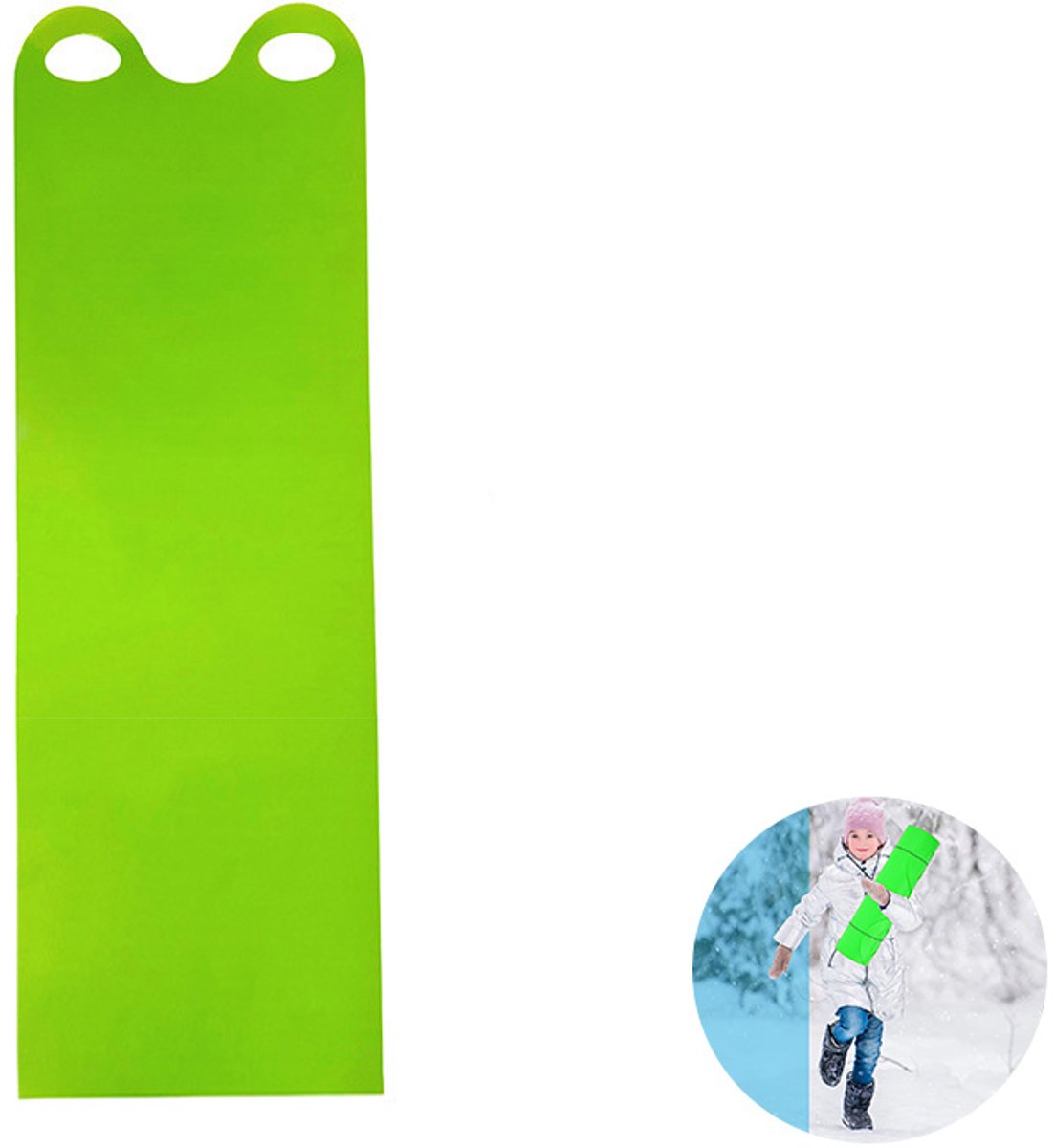 Sneeuw Slee - Slee Ski - Sneeuwglijder - Wintersportaccessoires - Flexibel materiaal - Lichtgewicht - Plastic - 137 × 42 × 0,7 cm - Geschikt voor wintersport, sneeuwrecreatie en buitenactiviteiten geschikt - Groen