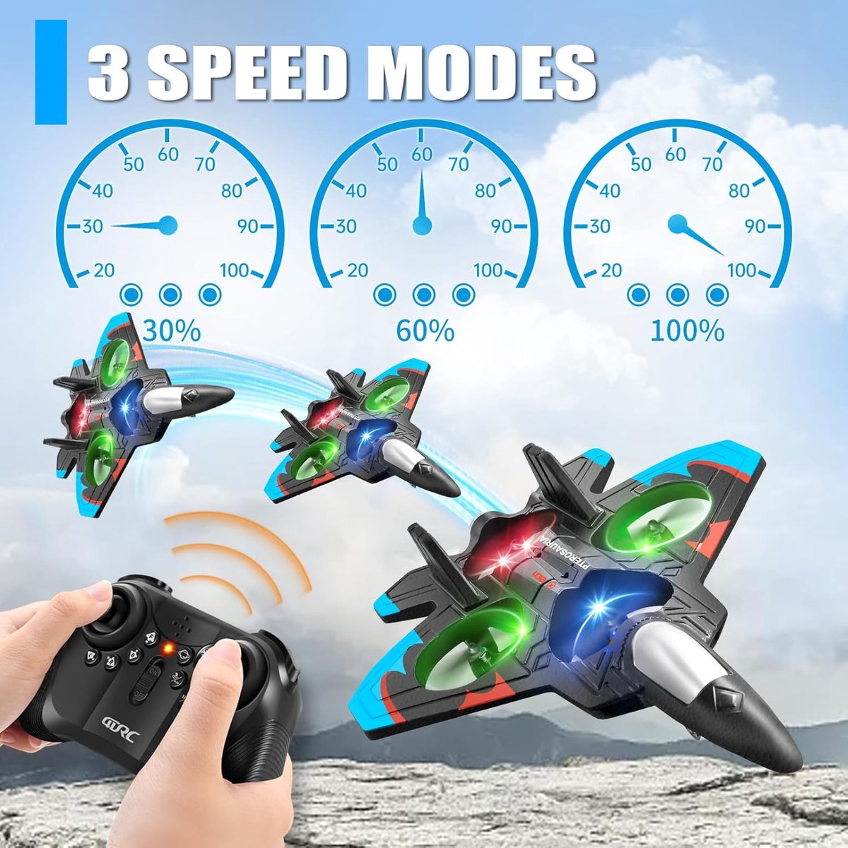 V32 Schuim RC Vliegtuigen - voor kinderen en volwassenen van 8-16 jaar - RC Gevechtsvliegtuig met verlichting - 360° Flip Gevechtsvliegtuig Speelgoed - Stunt Roll - Vliegtuig Speelgoed Cadeau voor Kinderen (inclusief 2 batterij) — cadeau in Spellen & Speelgoed - foto 5