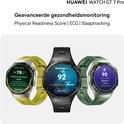 Drie Huawei Watches GT 7 Pro in geel, zwart en groen, tonen gezondheidsdata.
