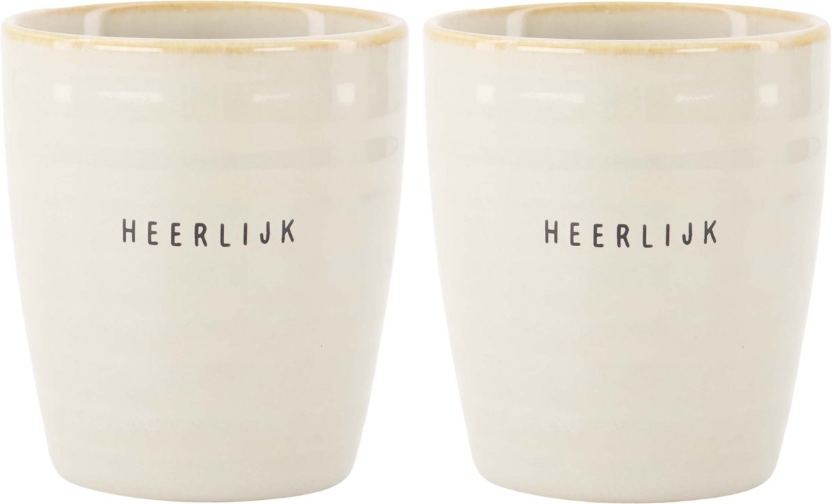 Zusss Set Van 2 Koffiemokken Heerlijk - Keramieken Mokken - Sand - 210Ml Keramiek Sand