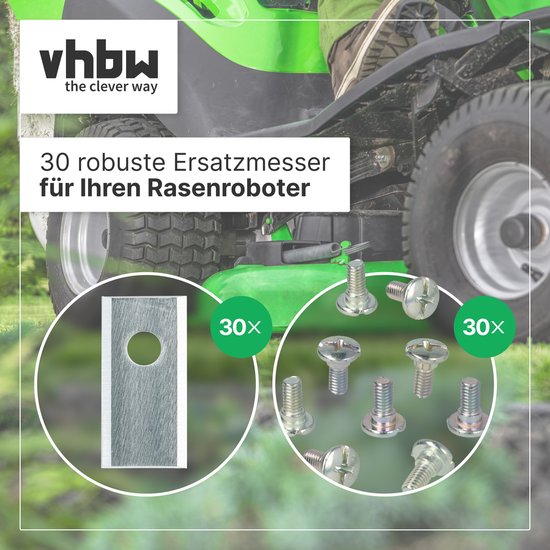 vhbw 30x vervangingsmessen, compatibel met de Ecovacs GOAT-grasmaaier - vervangingsmes zilver, roestvrij staal van VHBW — afbeelding 4