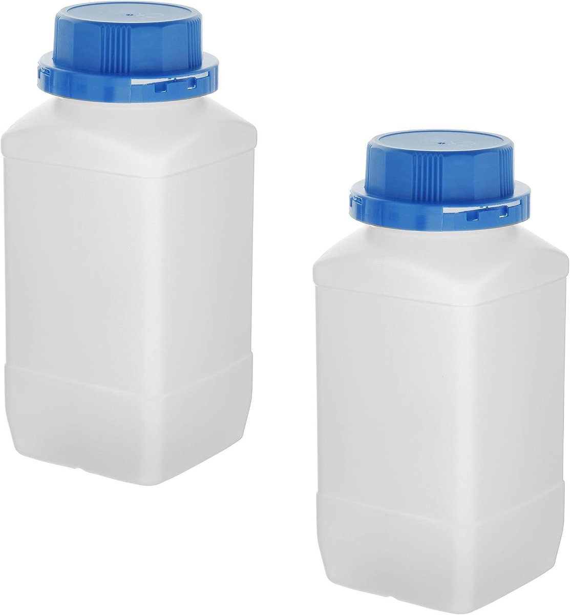 2 Stuks 34oz/1000ml Plastic Laboratorium Chemische Reagent Flessen - Brede Opening Vloeistof en Vast Monster Opslagcontainer met Blauw Diefstalbestendig Deksel voor Veilig Bewaren
