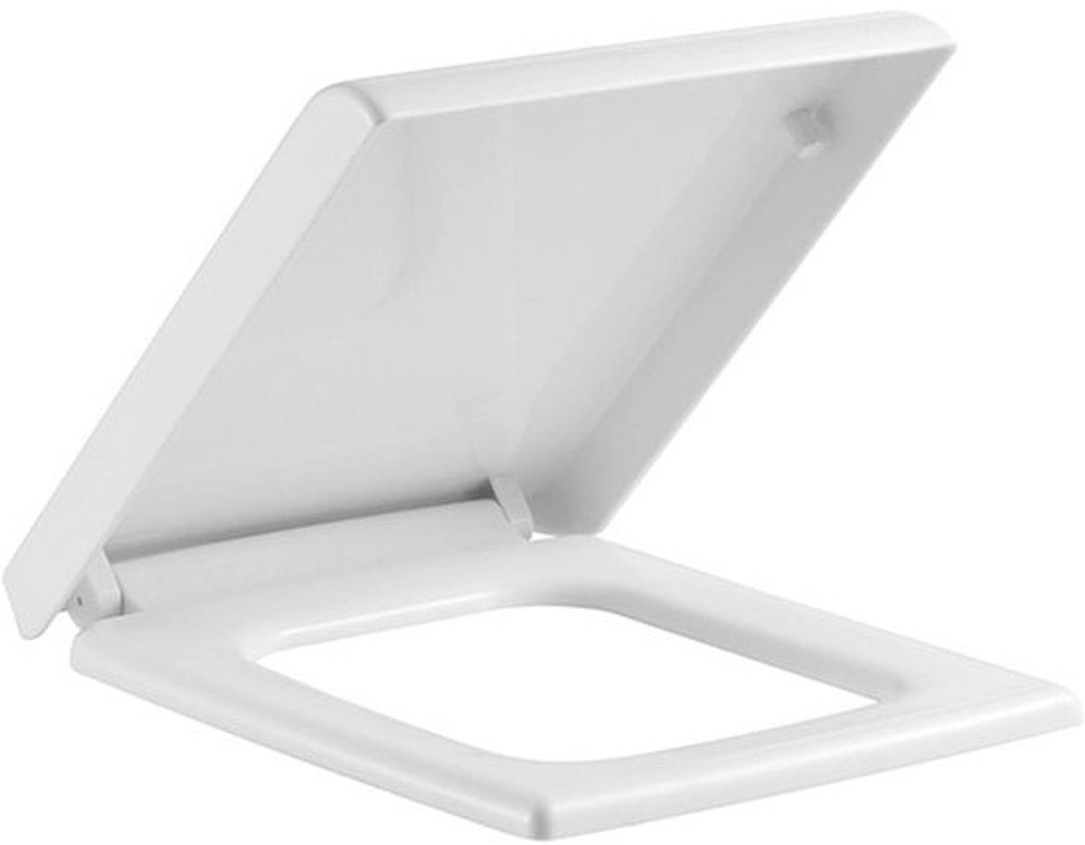 Vierkante toiletbril - Zachte sluiting - Badkamer renovatie - Snel los te koppelen - 45 x 35 cm - Wit