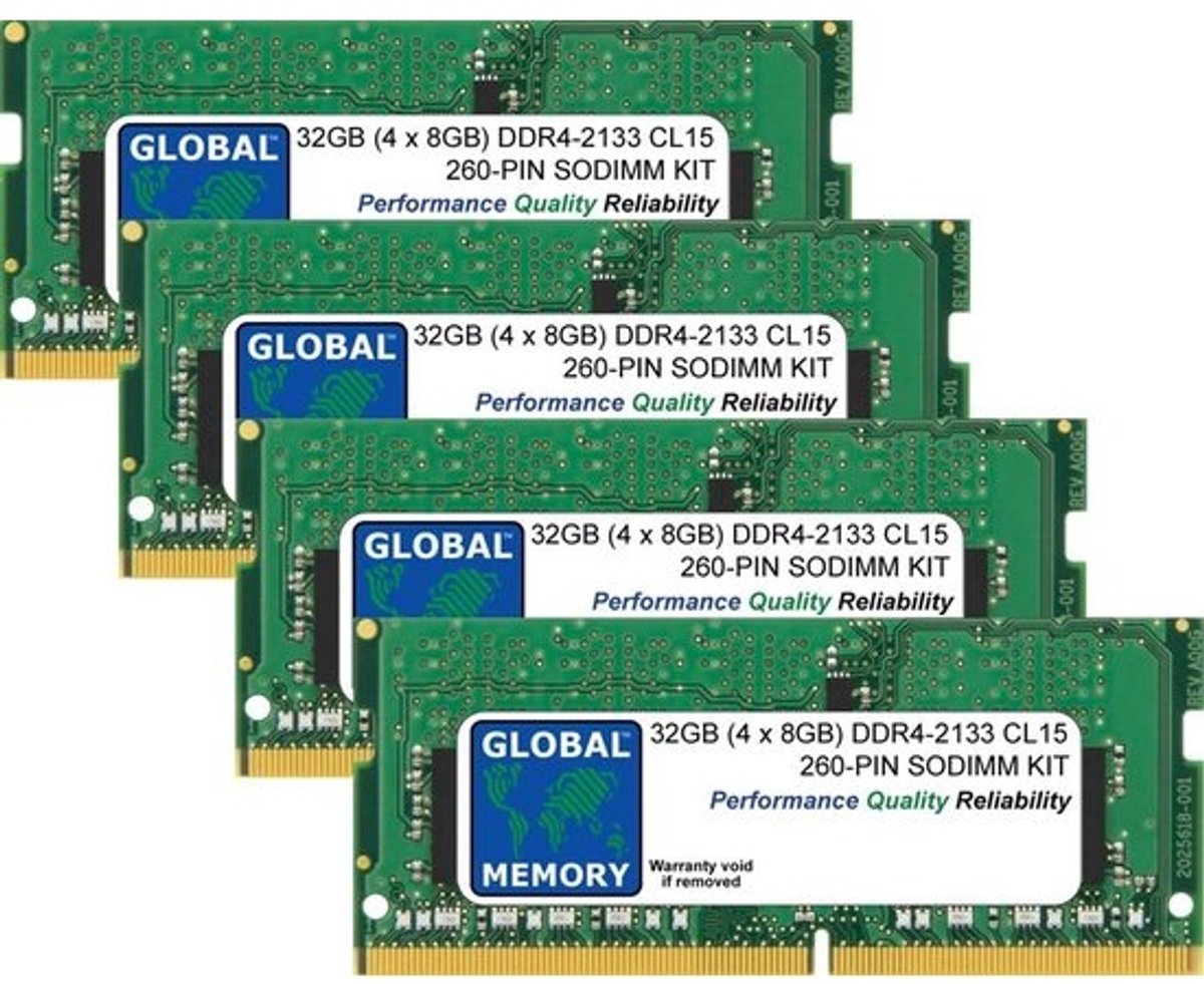 Laptop Geheugen Kit - RAM Modules - Snellere Prestaties - 4x 8GB Modules - DDR4 2133MHz