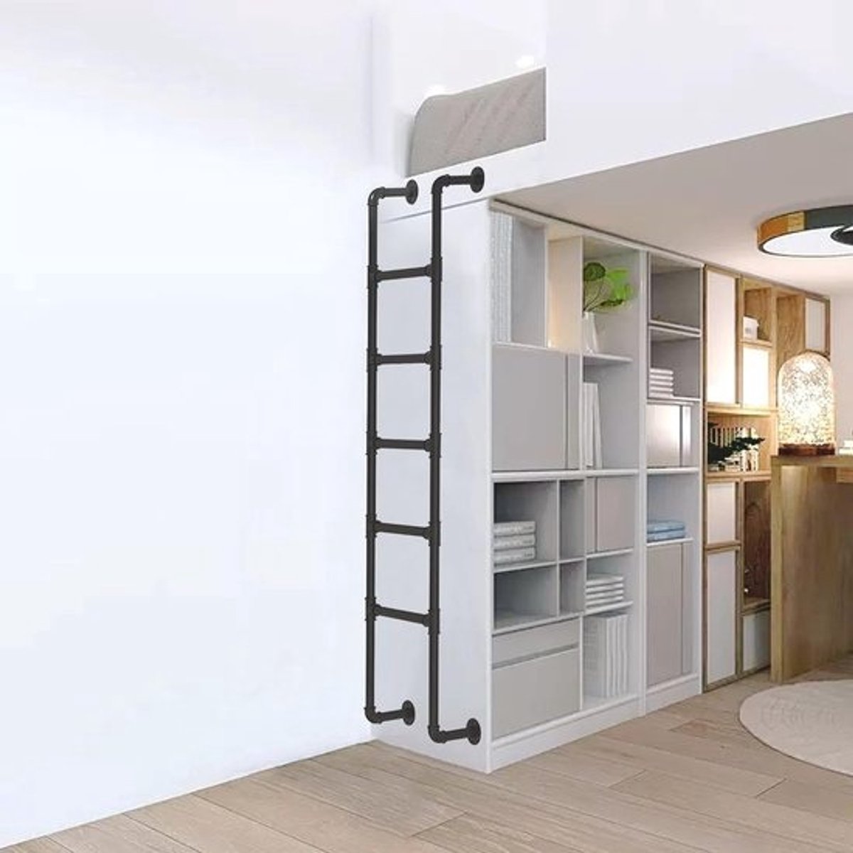 Vlizotrap Zolderladder - Stapelbed Klimrek - Veilig Toegankelijk - Verstevigd Metaal - 100cm Hoog - Zwart