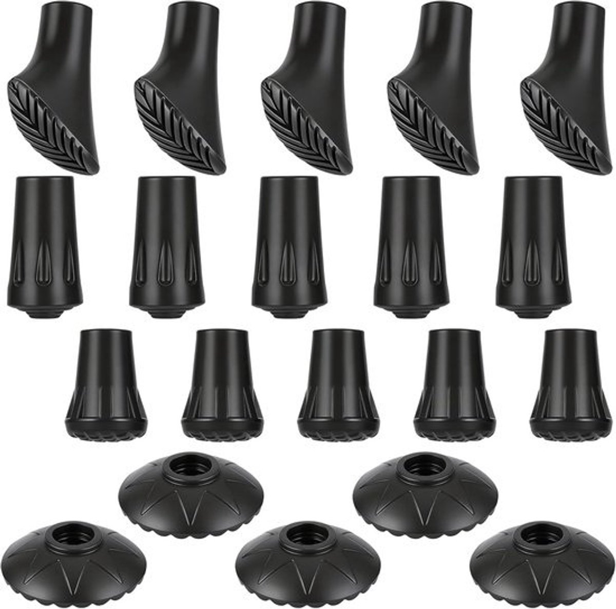 Wandelstok Doppen - Stok Beschermers - Veilig Wandelen - 20 Stuks Universeel - 11 mm Doorsnee - Zwart