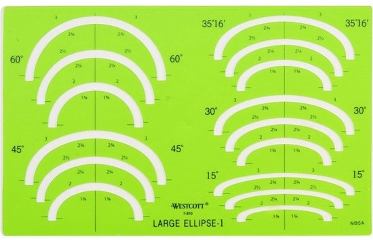 Tekensjabloon Ellipsen - Vormen Tekenmal - Technische Tekeningen - Nauwkeurige Ellipsen - 24.4 x 14 cm