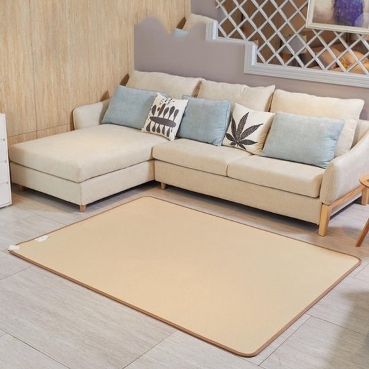 Verwarmde Vloermat - Elektrisch Tapijt - Binnen Ruimte - Snelle Verwarming - 50x150cm - Beige