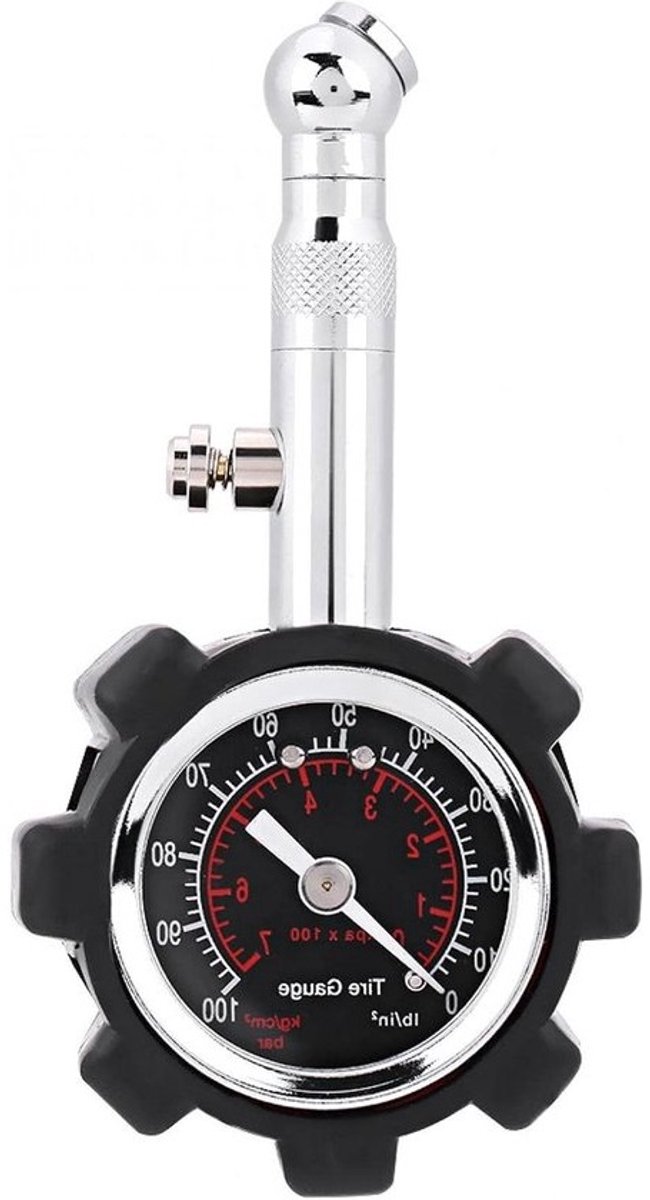 Bandenspanningsmeter - Luchtdrukmeter Bandendrukmeter - Bandenspanning Controleren - Antislip Rubberen Mantel - 0-100 PSI - Zwart