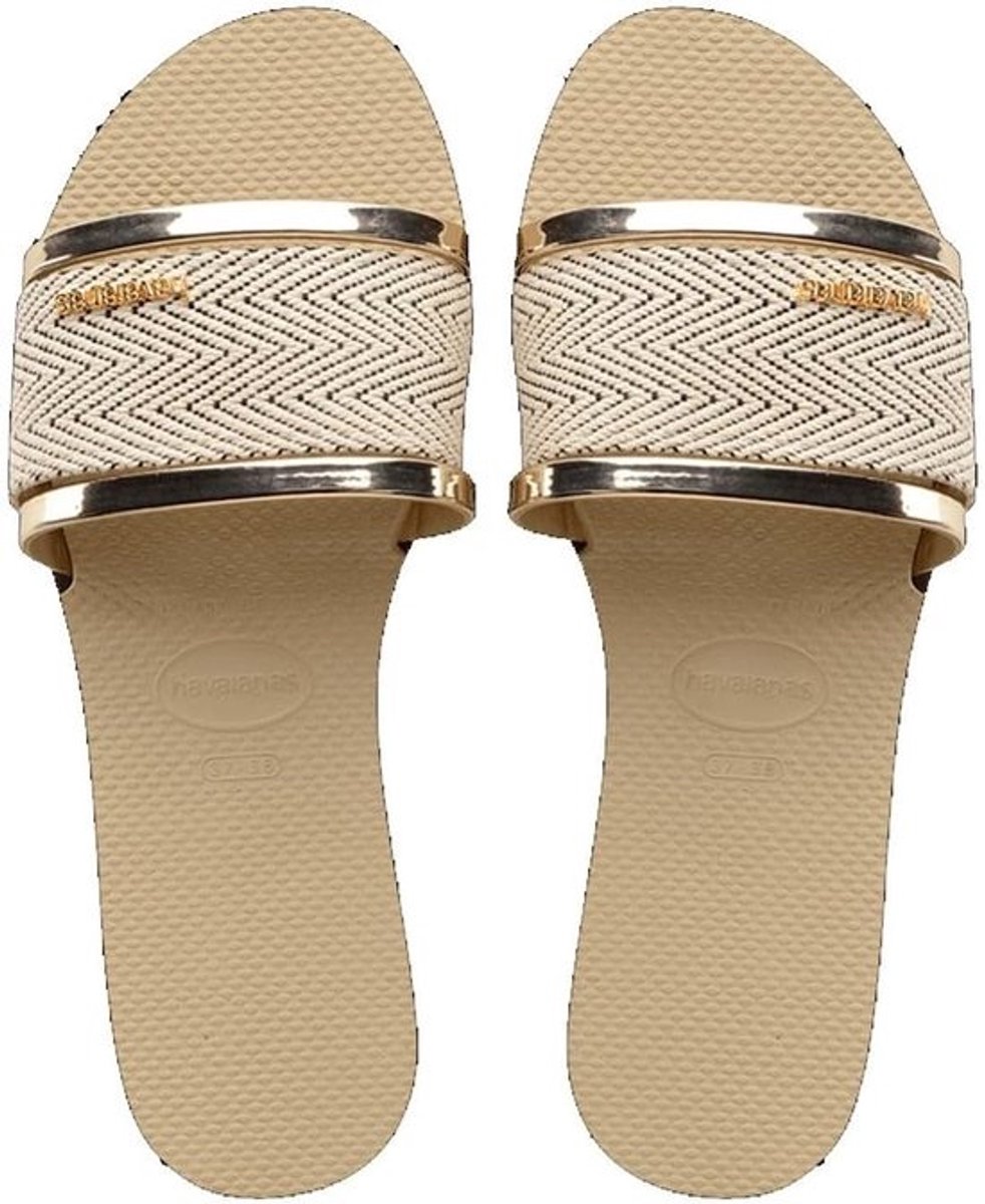 Dames Slippers - Strand Schoenen - Zomerse Uitjes - Uniek Band Detail - 27.94 x 10.16 cm - Zandgrijs