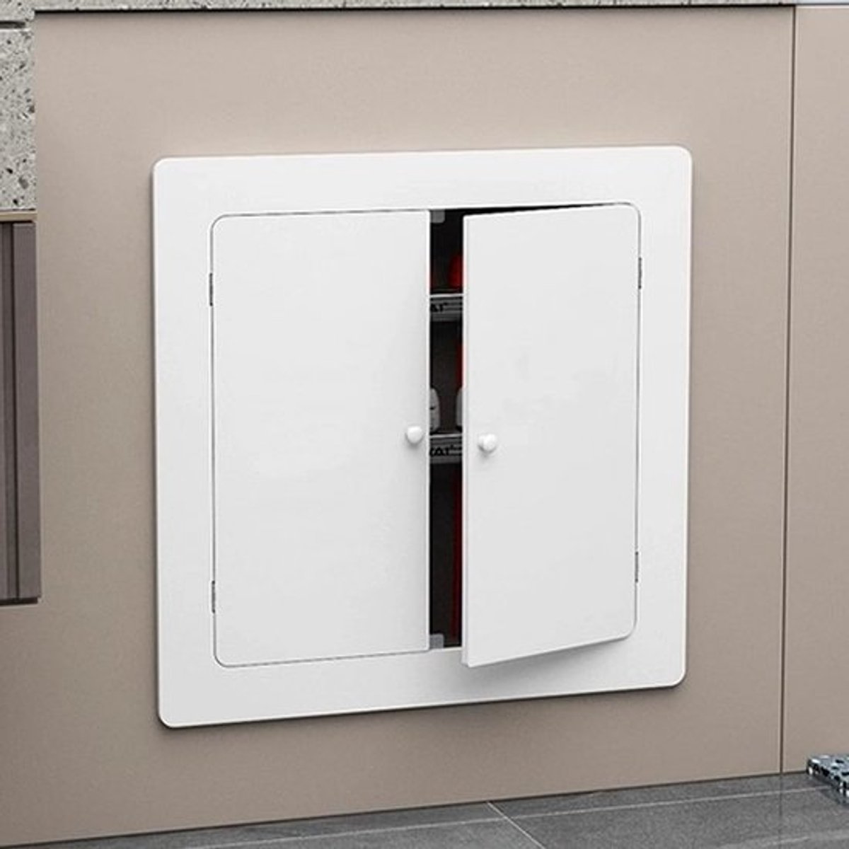 Radiatorombouw - Radiatorbekleding Paneel - Leidingen Verbergen - Snelle Toegang Dubbele Deur - 80x90cm - Wit